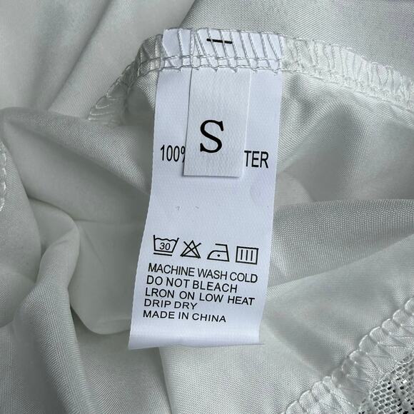 White Sequin Long Sleeve Dress Small V Neck Wrap Party Holiday Cocktail Glam - Picture 12 of 15